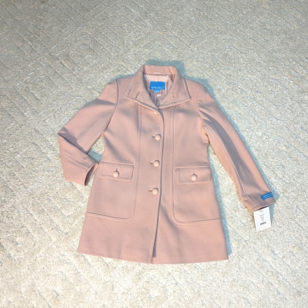 NWT Nine West Tempting Pink Cashmere Blend Jacket Coat, 12